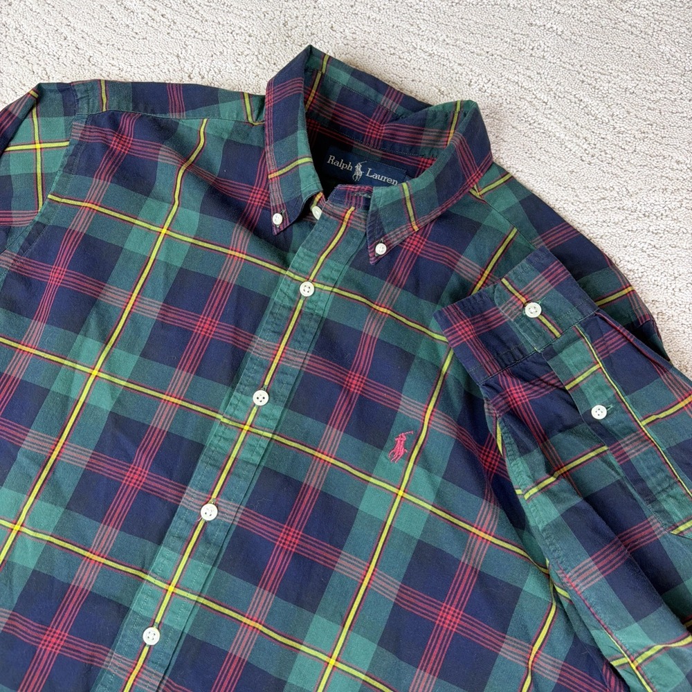 Men's Ralph Lauren Large Long Sleeve Plaid Classic Fit Button Down Shirt